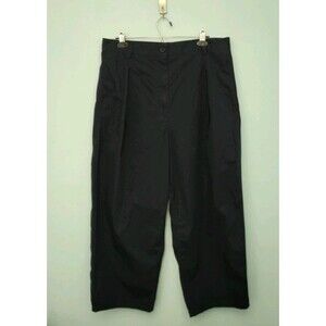 COS Pleated Barrel Leg Pants Womens 12 Navy Blue Cotton Baggy Loose Relaxed